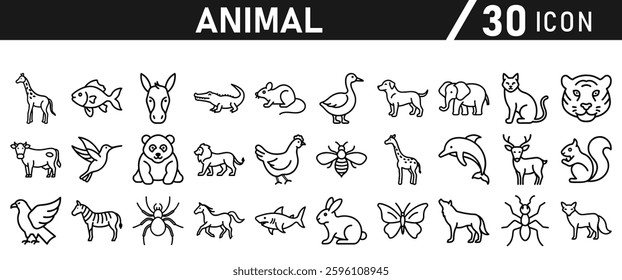 Animal Icons Set. Icon In line style. Vector illustration collection