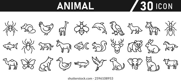 Animal Icons Set. Icon In line style. Vector illustration collection