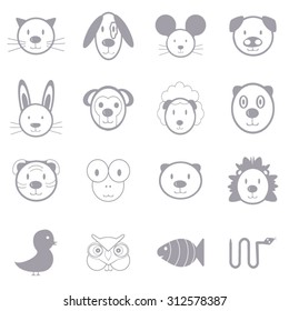 Animal icons set illustration
