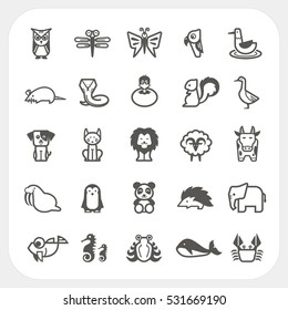 Animal icons set isolated on white background