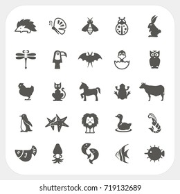 Animal icons set isolated on white background