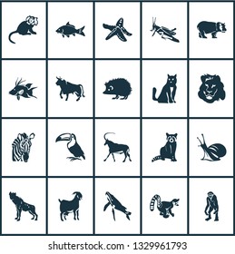 Animal icons set with lemur, marmoset, bull and other elements. Isolated vector illustration animal icons.