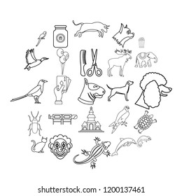 Animal icons set. Outline set of 25 animal vector icons for web isolated on white background