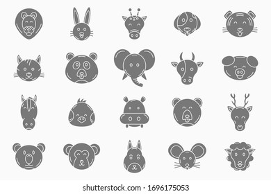 Animal Icons set - Vector silhouettes of pets and wild beast for the site or interface