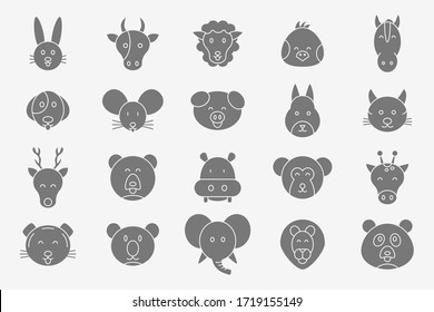 Animal Icons set - Vector silhouettes of pets and wild beast for the site or interface