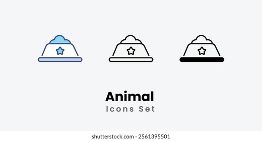 Animal Icons thin line and glyph vector icon stock illustration