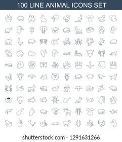 animal icons. Trendy 100 animal icons. Contain icons such as goose, turkey, fish, bull, goat, mouse toy, bird, antelope, magic hat, hippopotamus. animal icon for web and mobile.
