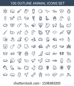 animal icons. Trendy 100 animal icons. Contain icons such as deer, meat, beef, fish, bone, weather vane, rooster, bear, giraffe, ant, extinct sea creature. animal icon for web and mobile.