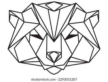 Animal icons, vector bear. Abstract triangular style