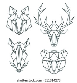 Animal Icons, Vector Icon Set. Abstract Triangular Style