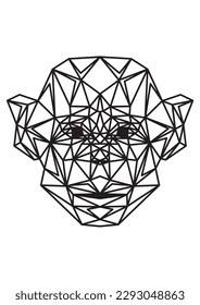 Animal icons, vector monkey. Abstract triangular style Vector illustration Polygonal abstract linear monkey. chimpanzee.