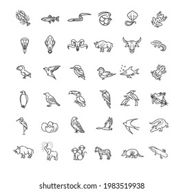 animal icons. vector outline icon set. Zoo