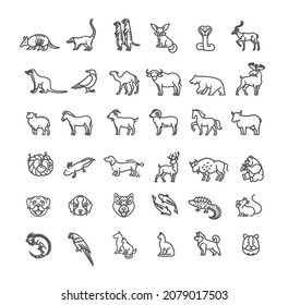 Animal icons. Vector outline icon set. Zoo Line animals concepts, Icons set