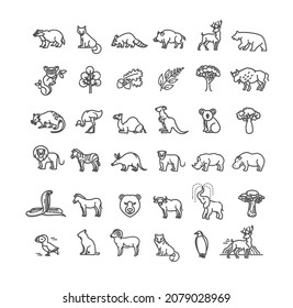 Animal icons. Vector outline icon set. Zoo Line animals concepts, Icons set