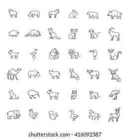 Animal Icons Vector Outline Icon Set Stock Vector (Royalty Free ...