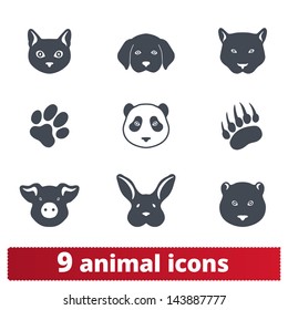 Iconos de animales: conjunto vectorial de signos de criaturas silvestres y domésticas