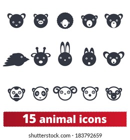 Animal icons. Vector set of signs: wildlife and domestic pets.