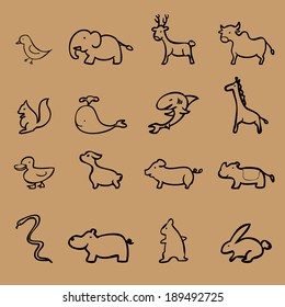 Animal icons zoo collection set