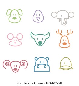 Animal icons zoo collection set