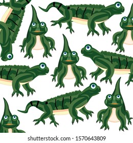 Animal iguana decorative pattern on white background is insulated