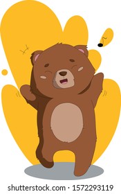 animal illustrated bear with happy emoticon