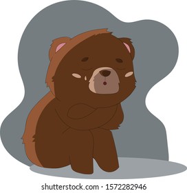 animal illustrated bear with sad emoticon