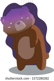 animal illustrated bear with tired emoticon