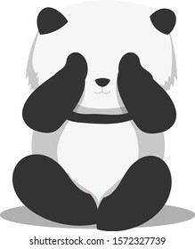 Animal Illustrated Panda With Shy Emoticon