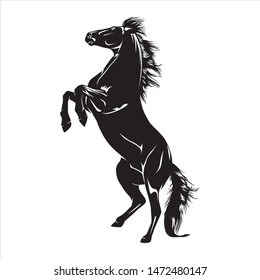 Animal Illustration Black Horse, black & white