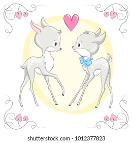 Animal illustration cute little deer. Can be used for children's posters, cards,  baby t-shirt and bags  print