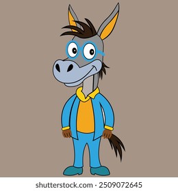 Ilustración animal, dibujos animados de burro, personaje de burro