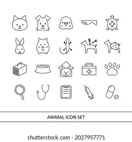 Animal illustration icon set (white background, vector, cut out)
