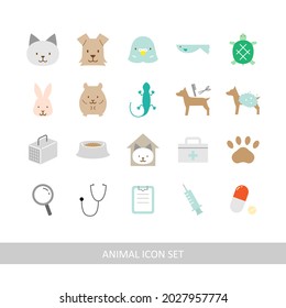 Animal illustration icon set (white background, vector, cut out)