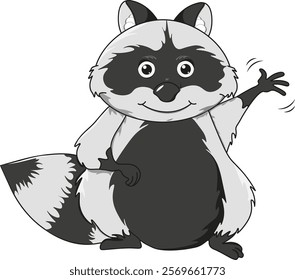 animal illustration, raccoon vector image, black and white raccoon, raccoon face