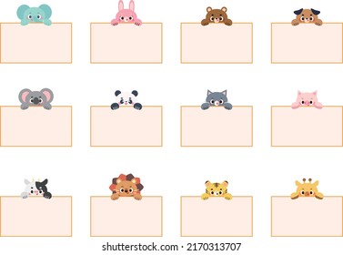 Animal Illustration Set Message Frame Stock Vector (Royalty Free ...