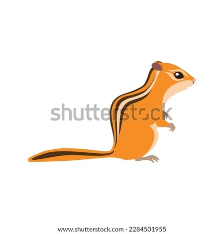 Animal illustration. Sitting chipmunk drawn in a flat style. Isolated object on a white background. Vector 10 EPS
