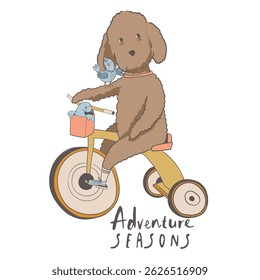 Animal illustration with slogan. Cute Dog Drawing. Vector graphic design for t-shirt.