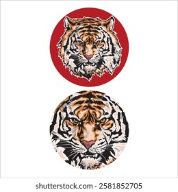 animal illustration. tiger head in circle