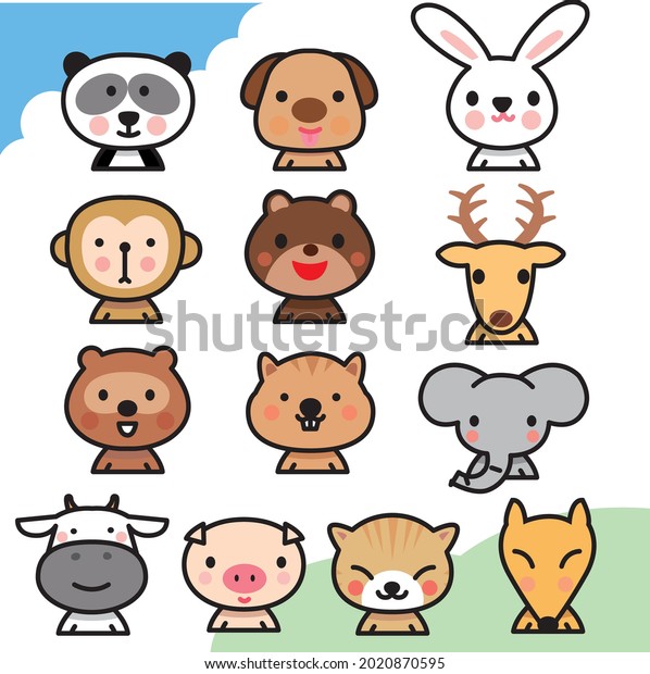 Animal Illustration Various Material Set Stock Vector (Royalty Free ...