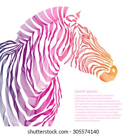 Animal illustration of vector zebra silhouette. EPS Vector