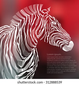 Animal illustration of vector zebra silhouette. EPS 10 Vector illustration