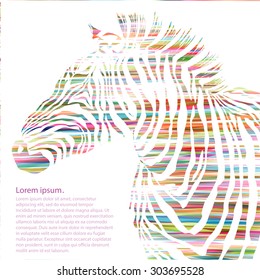 Animal illustration of watercolor zebra silhouette. Vector illustration