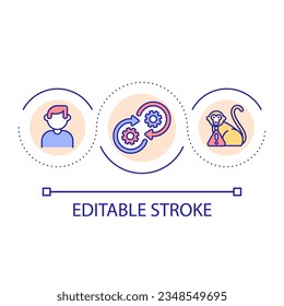 Animal infections loop concept icon. Virus spreading risk factor. Healthcare and medicine abstract idea thin line illustration. Isolated outline drawing. Editable stroke. Arial font used