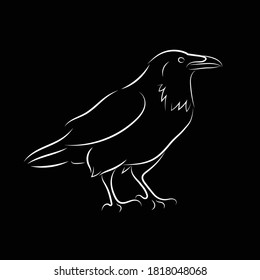 animal ink calligraphy line art raven