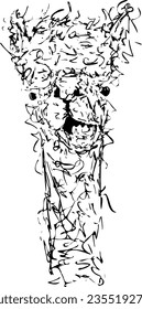 Animal ink line vector illustration llama 