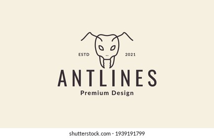 animal insect ant head worker lines logo vector symbol icon design illustration