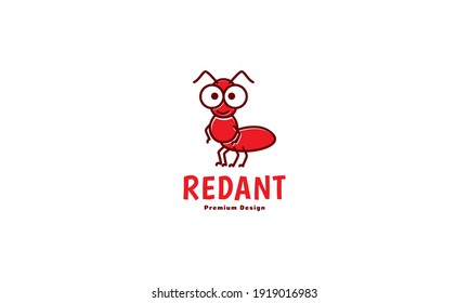 animal insect ant red cartoon cute logo design vector icon symbol illustration