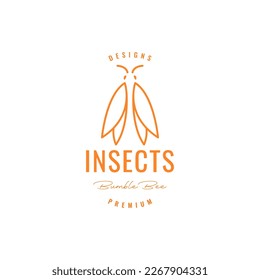animal insect bumble bee wings art line hipster logo design vector icon illustration