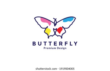 animal insect butterfly with line art modern colorful logo design vector icon symbol illustration