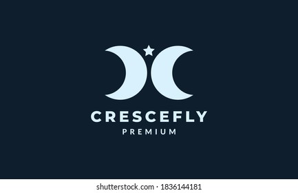 animal insect butterfly wings with crescent logo vector icon illustration design